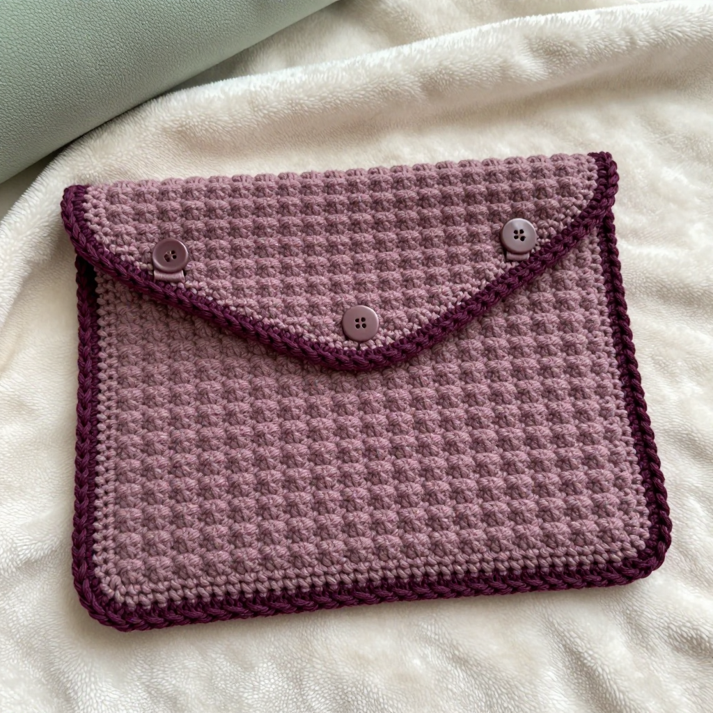 Popcorn Honeycomb Tablet Sleeve Free Crochet Pattern