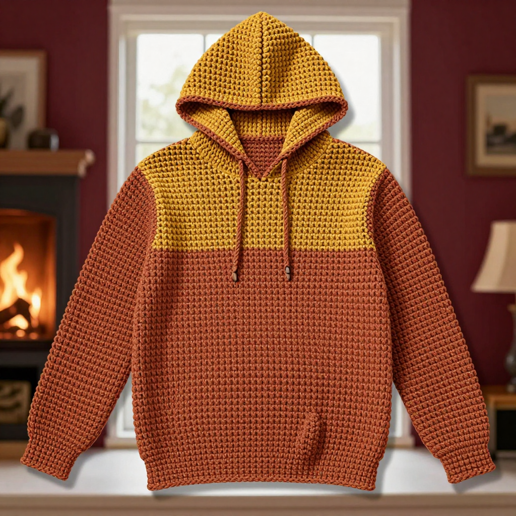 Mustard Hood Popcorn Hoodie: Free Crochet Pattern