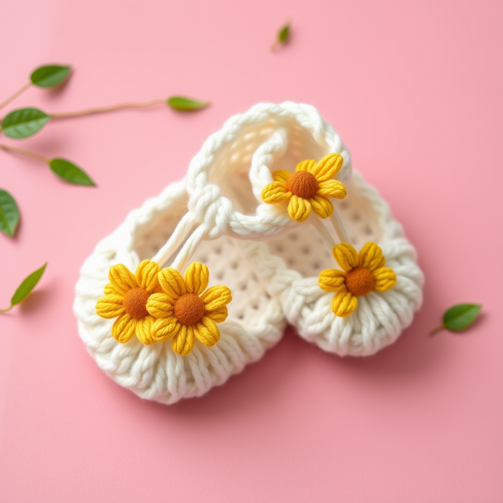 Daisy Chain Barefoot Sandals Free Pattern – Knit a Garden Party for Tiny Toes