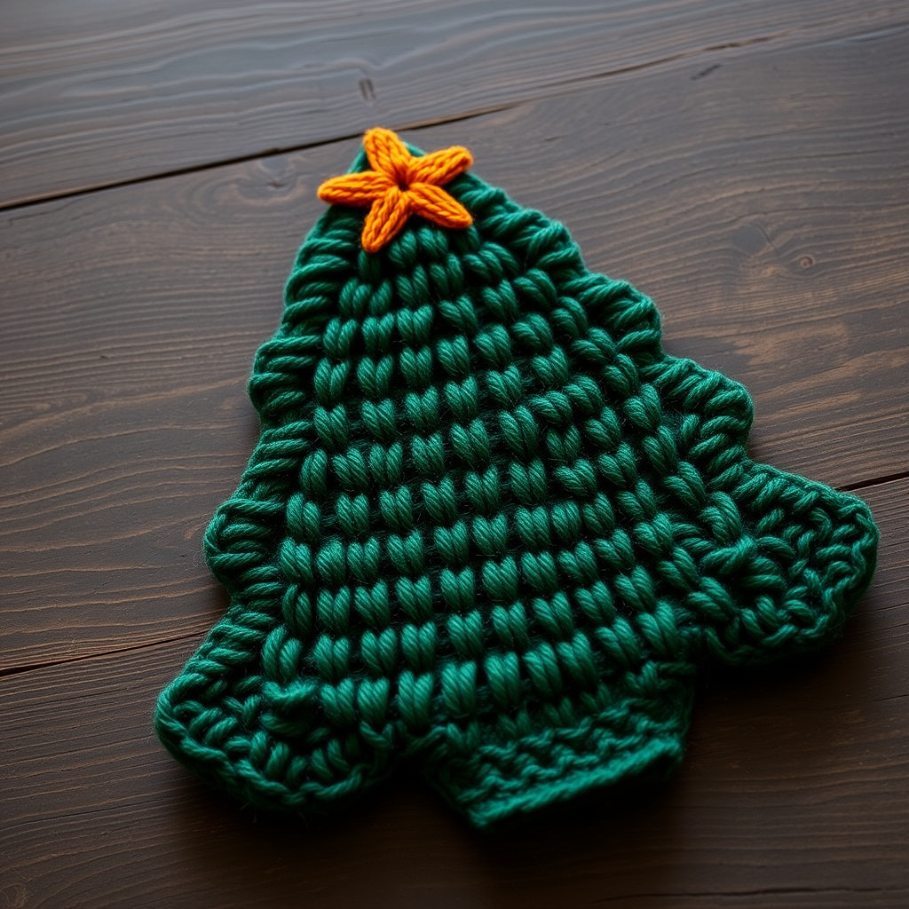 Evergreen Ember Tree Hot Pad Free Knitting Pattern – Textured Holiday Trivet