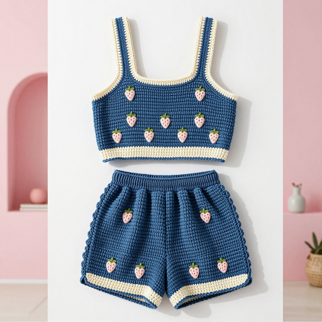 Denim Shell Stitch Lounge Set Free Crochet Pattern