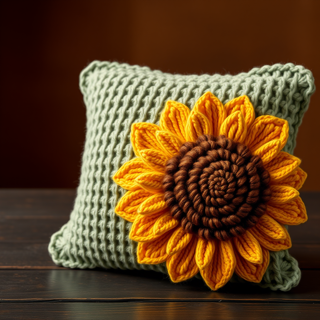 Sunburst Meadow Crochet Pillow Free Pattern