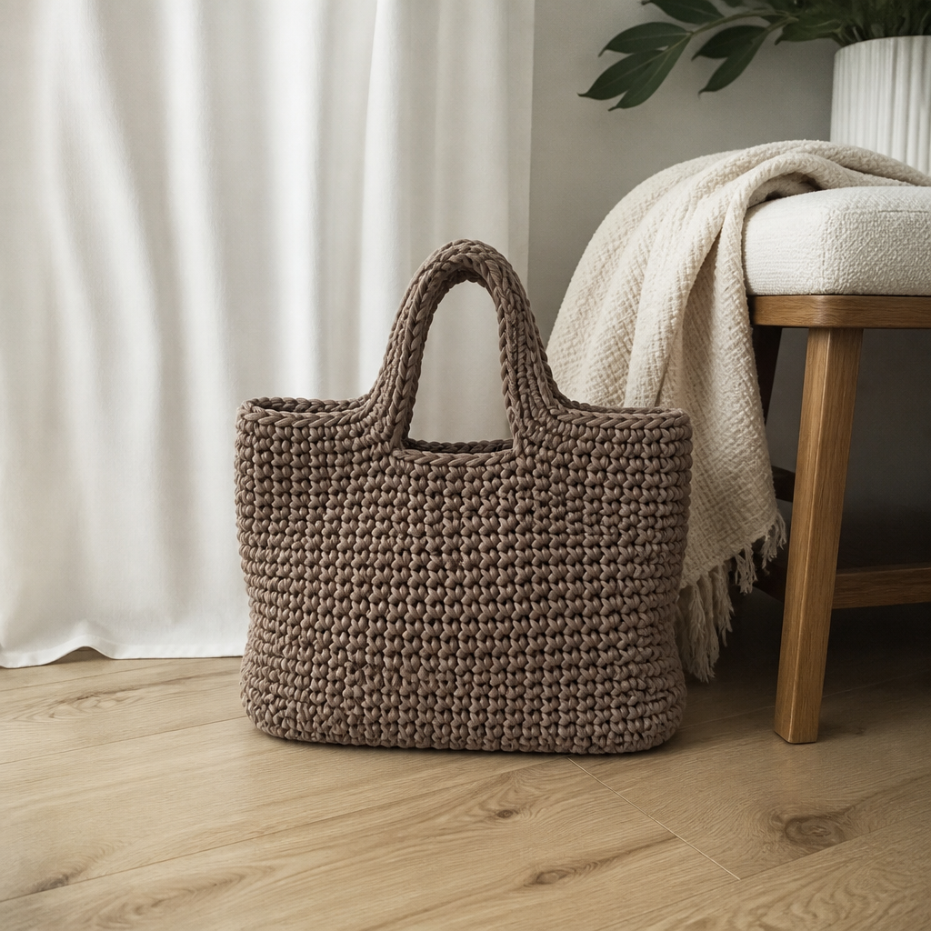 Crochet Stylish Chunky Tote Bag Free Pattern