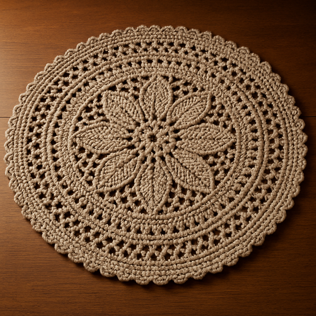 Crochet Elegant Floral Lace Mandala Table Mat Free Pattern