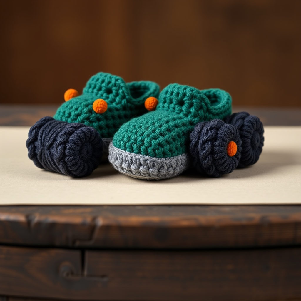 Pebble Path Monster Truck Slippers Free Crochet Pattern
