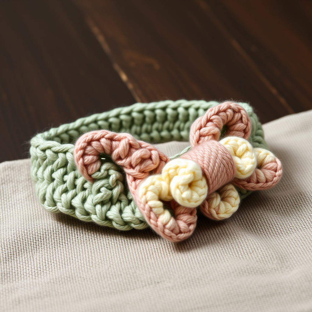 Serene Meadow Double Bow Crochet Headband Free Pattern