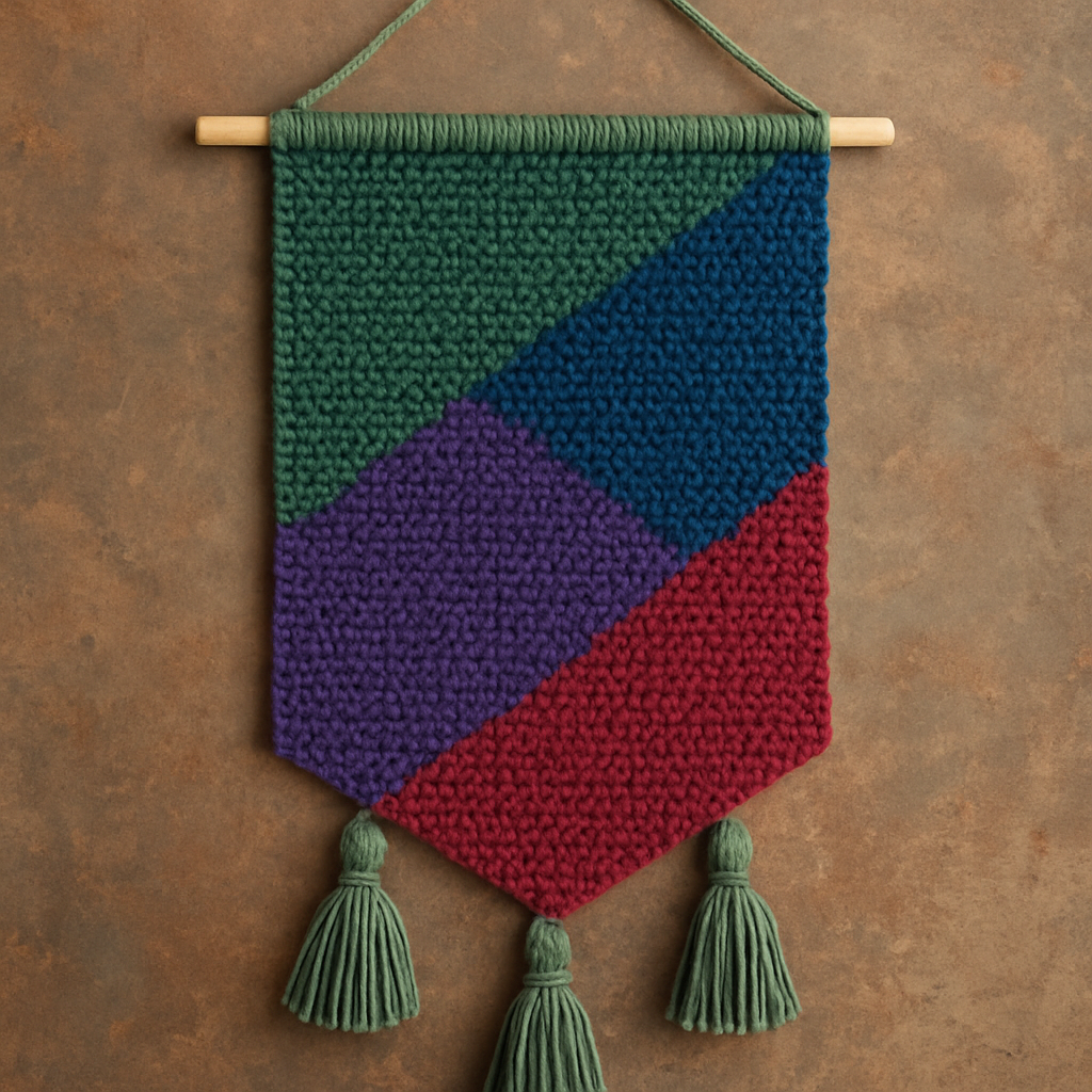 Asymmetrical Farmhouse Rustic Jewel-Toned Wall Hanging - Free Pattern