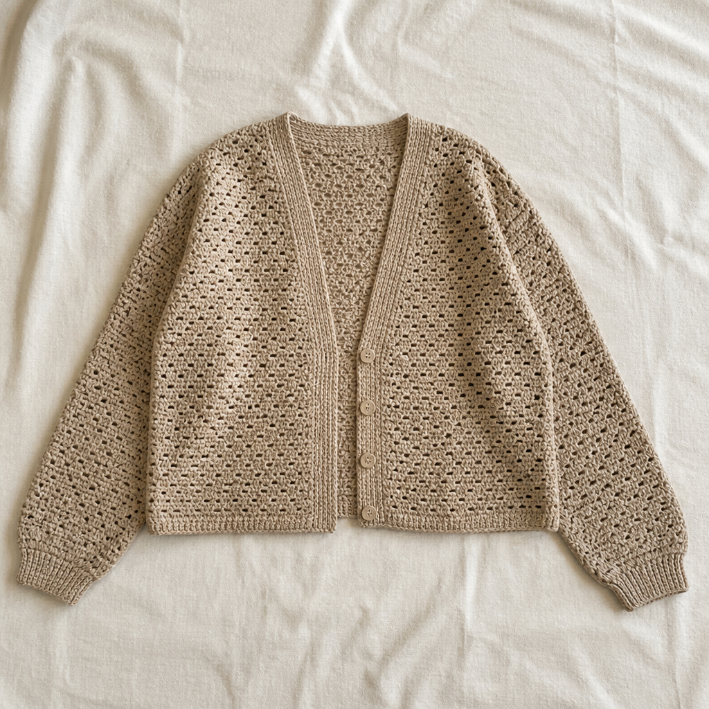 Crochet Elegant Textured Button-Up Cardigan Free Pattern