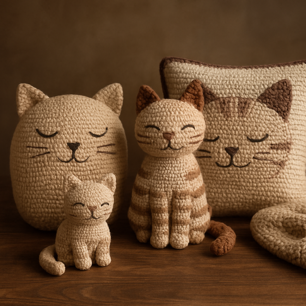 Crochet Adorable Cuddly Cat Amigurumi Set Free Pattern