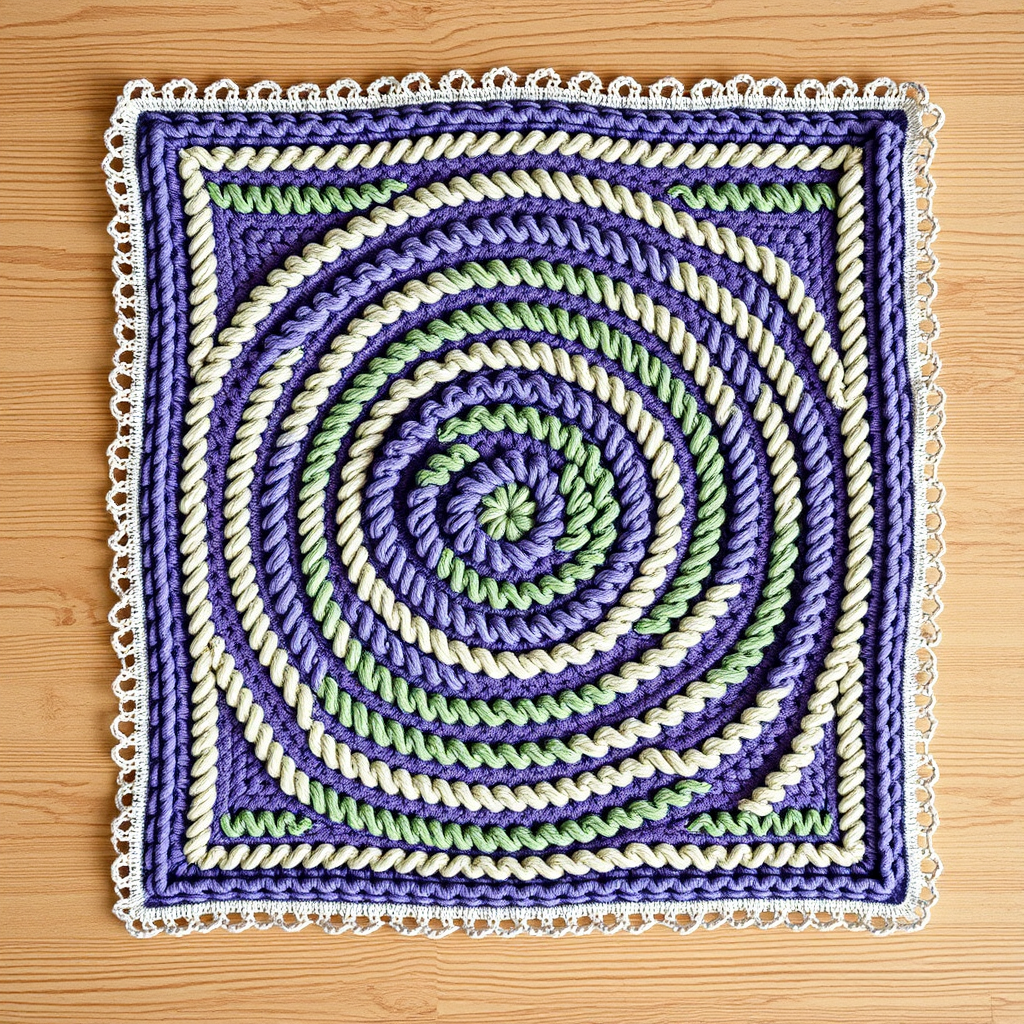 Lavender Fields Labyrinth Crochet Blanket Square Free Pattern