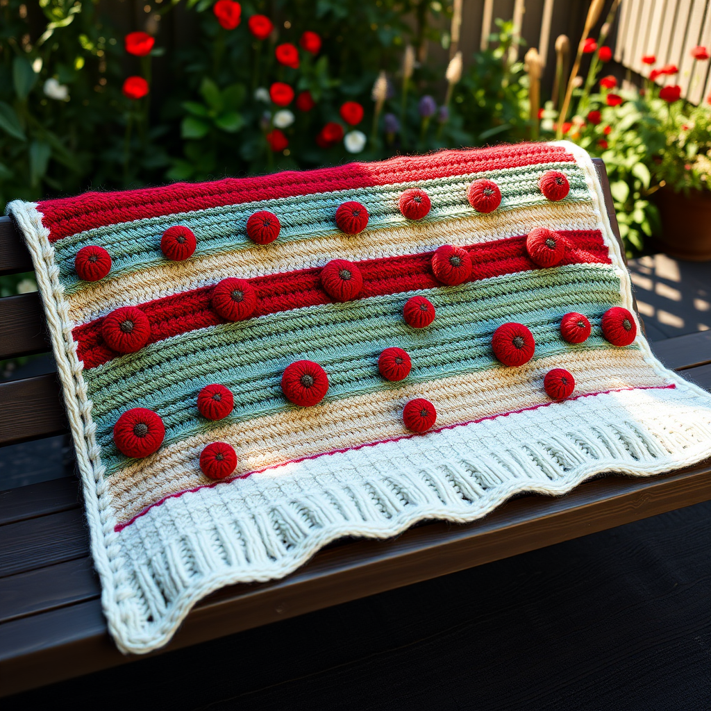 Poppy Field Drift Blanket Free Pattern – A Knitted Wildflower Meadow Throw