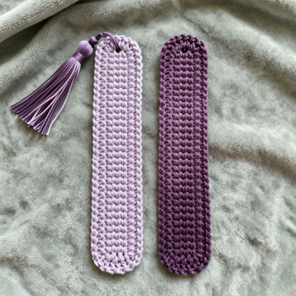 Lilac Moss Stitch Bookmark Duo: Free Beginner Crochet Pattern
