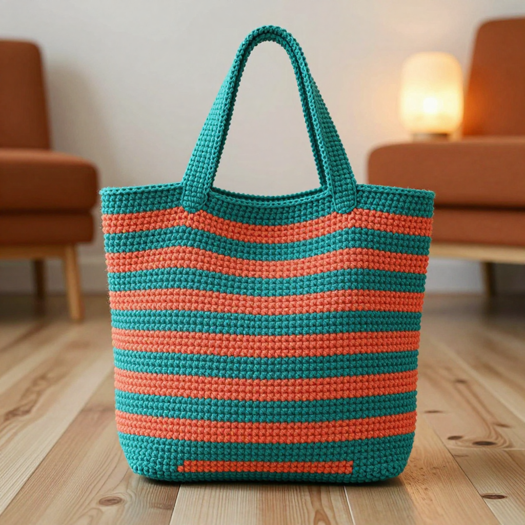 Horizontal Band Crochet Carryall Free Pattern