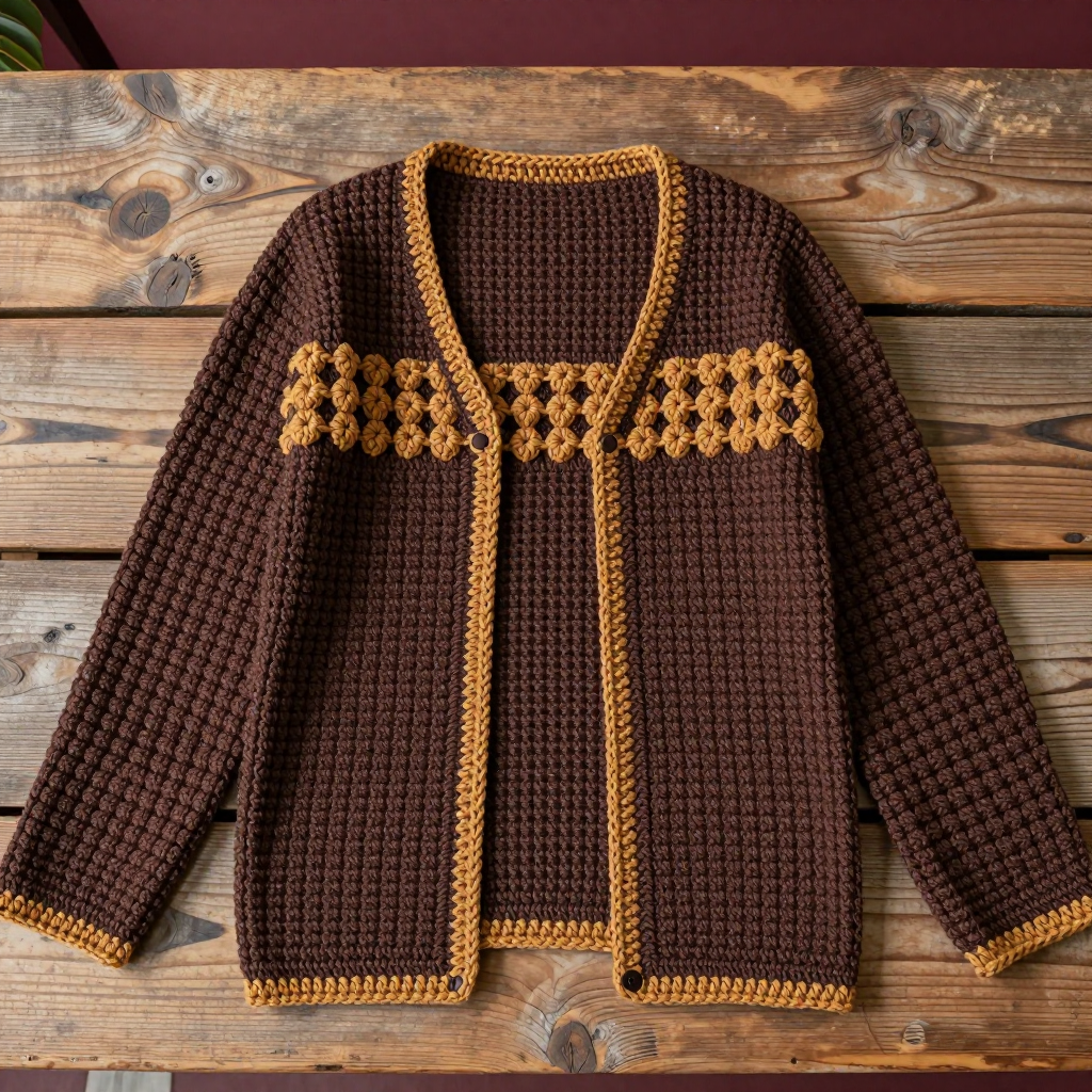 Caramel Bobble Yoke Cardigan Free Crochet Pattern