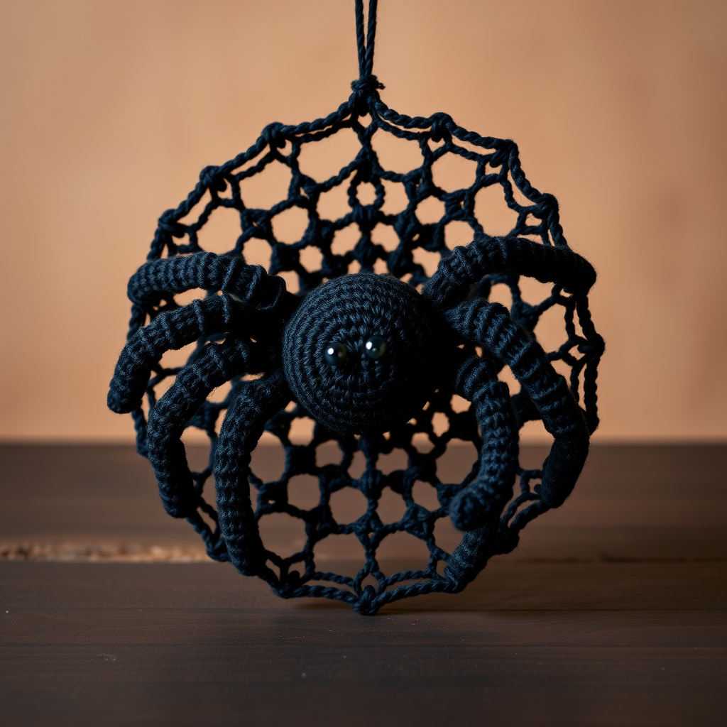 The Midnight Web Weaver: A Free Crochet Pattern for a Textured Spider and Web Wall Hanging
