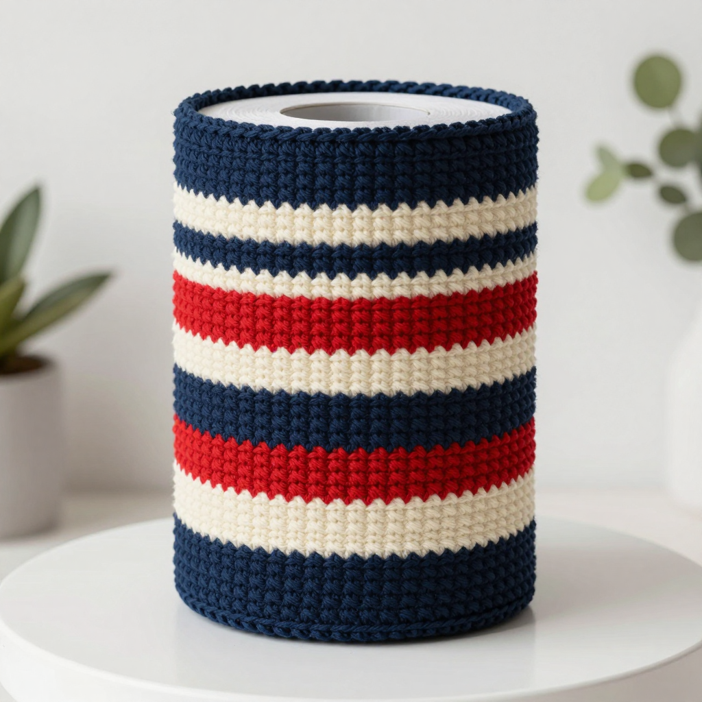 Varsity Stripe Tissue Cozy Free Crochet Pattern