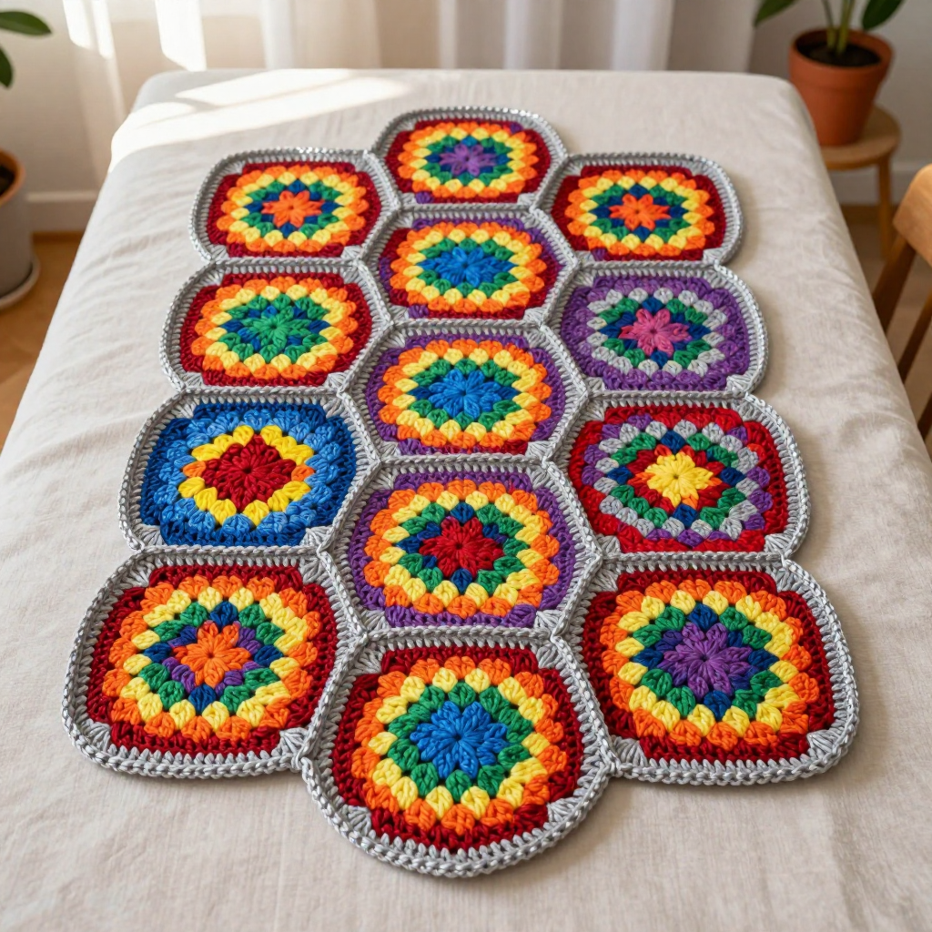 Granny Galaxy Runner: Free Crochet Hexagon Table Runner Pattern