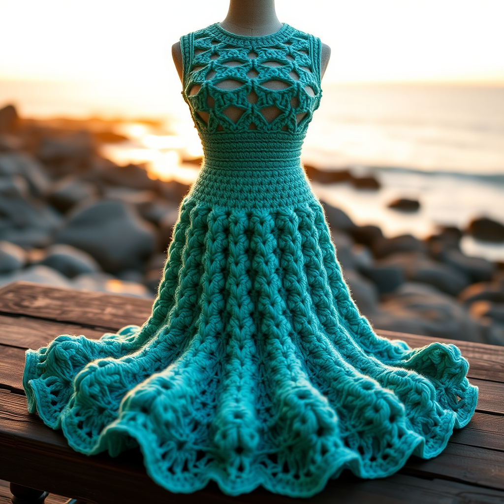 The Ocean's Embrace Mermaid Dress: A Free Crochet Pattern for a Textured, Scale-Inspired Gown