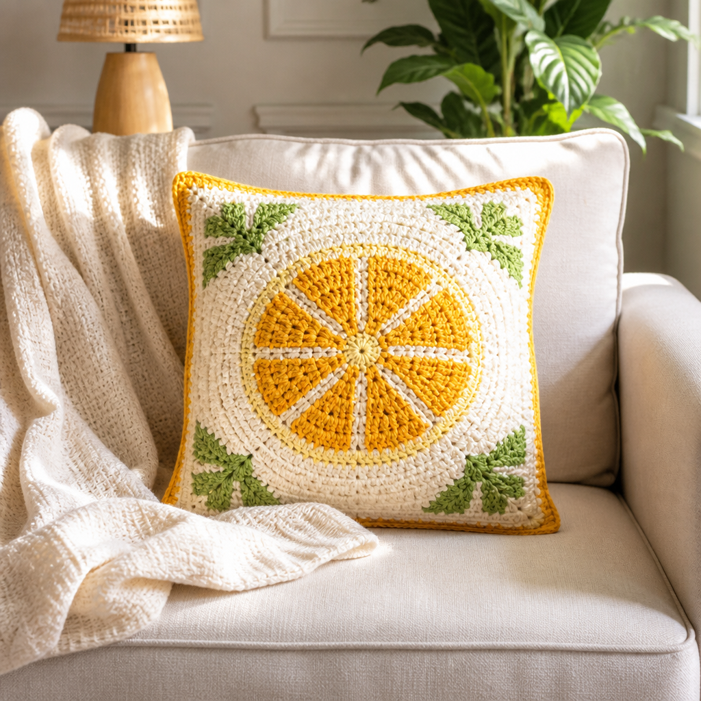 Crochet Vibrant Citrus Slice Pillow Free Pattern