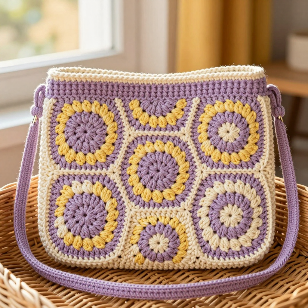 Lavender Hexagon Motif Bag Free Pattern: A Pastel Dreamy Crochet Crossbody