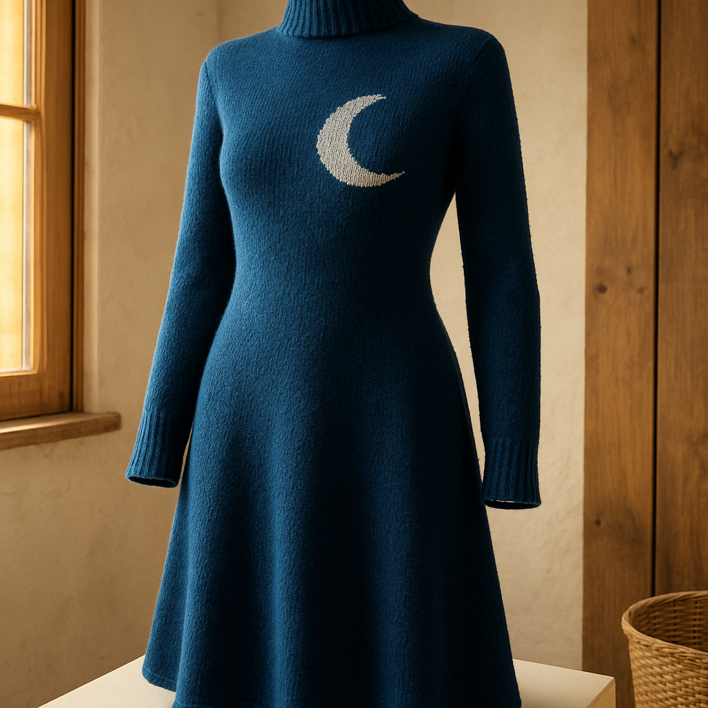 Lunar Elegance Turtleneck Knit Dress Free Pattern