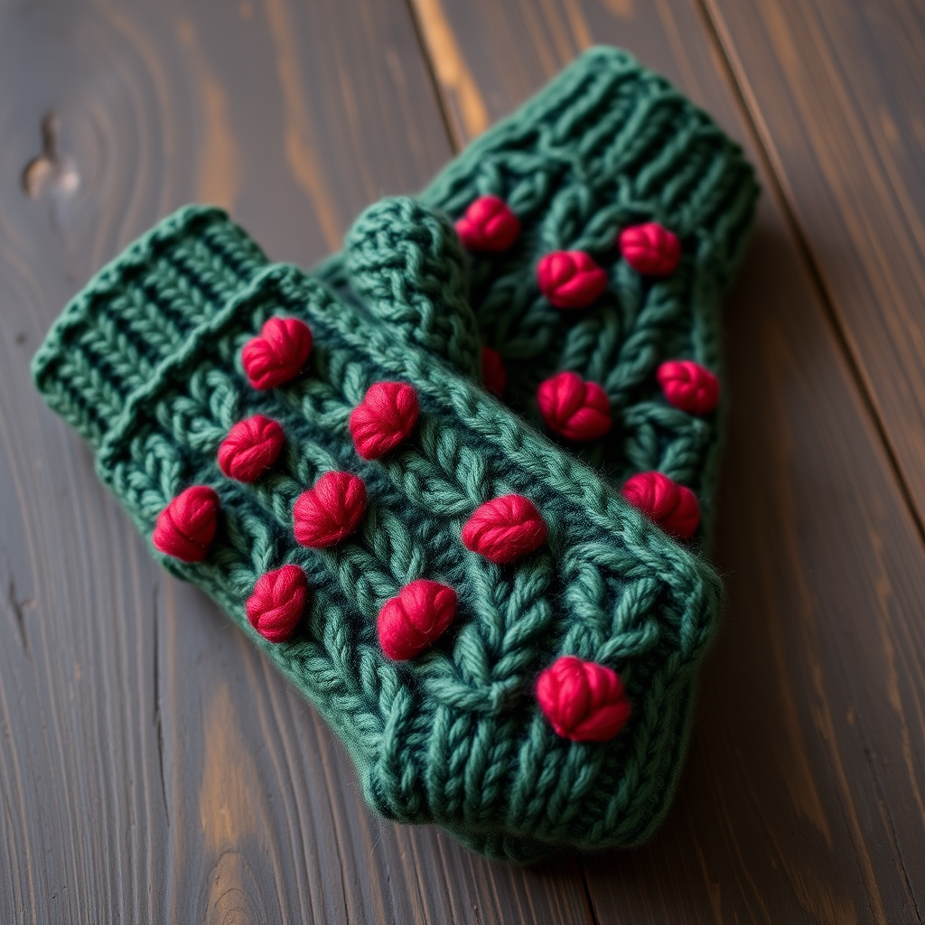 Frosted Bramble Berry Mittens Free Pattern – Textured Cable Knit Winter Warmers