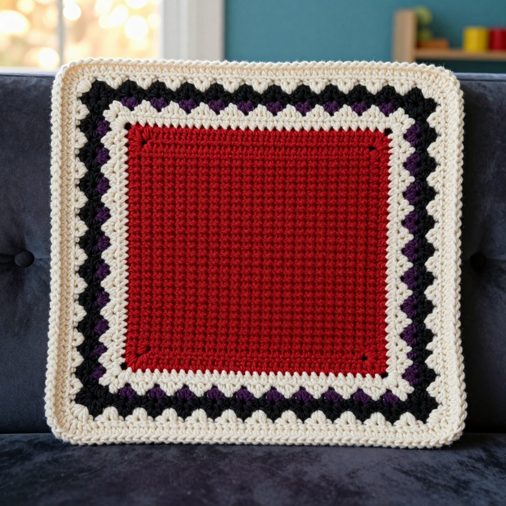 Paprika Bordered Solid Square Free Crochet Pattern: A Folk Art Placemat Motif