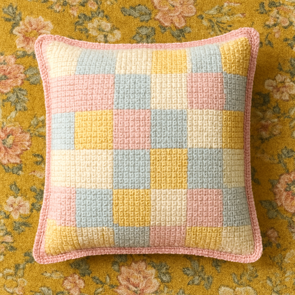 Pastel Farmhouse Rustic Gingham Pillow - Free Pattern