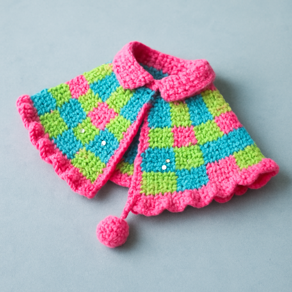Fairycore Neon Checkered Pet Capelet - Free Pattern