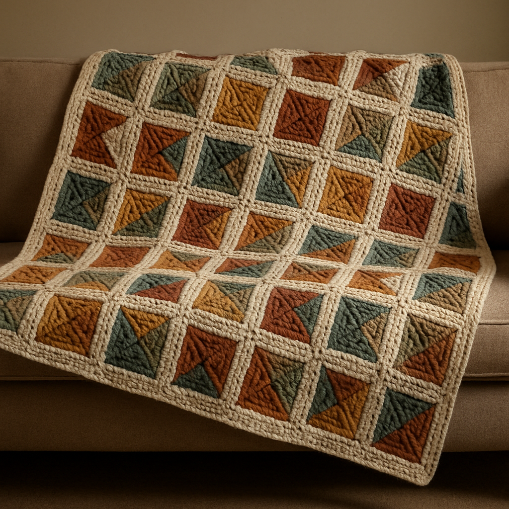 Crochet Textured Diamond Mosaic Blanket Free Pattern