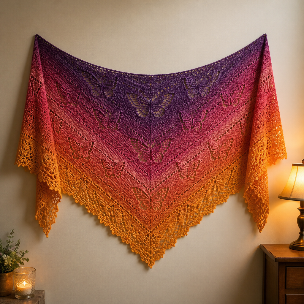 Crochet Colorful Butterfly Lace Shawl Free Pattern
