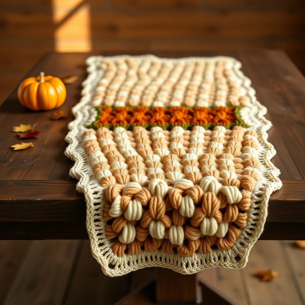 Harvest Hearth Textured Crochet Table Runner Free Pattern