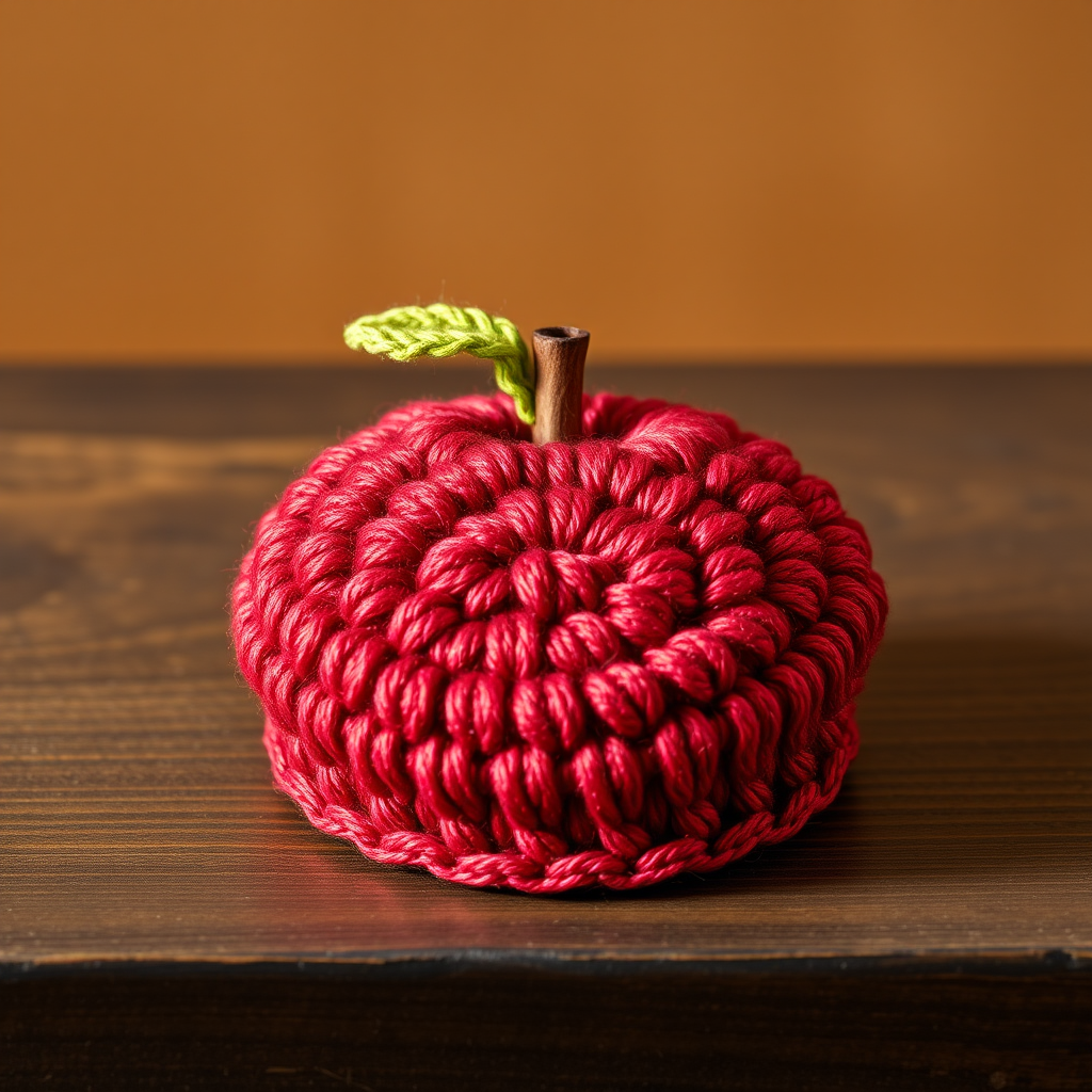 Orchard Harvest Apple Coaster Free Crochet Pattern