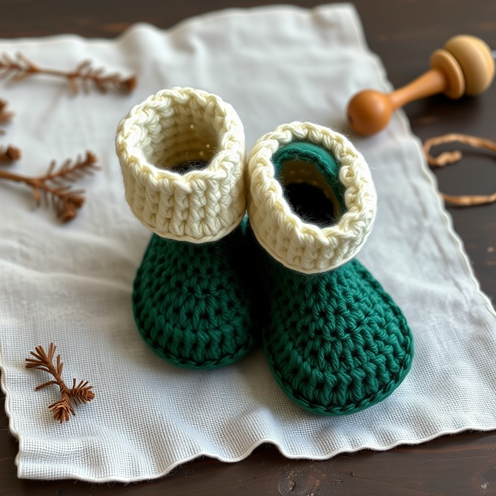Whispering Pine Crochet Baby Boots Free Pattern – Forest Moss Cuff
