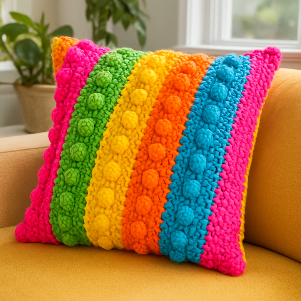 Neon Chunky 3D Textured Pillow Free Pattern