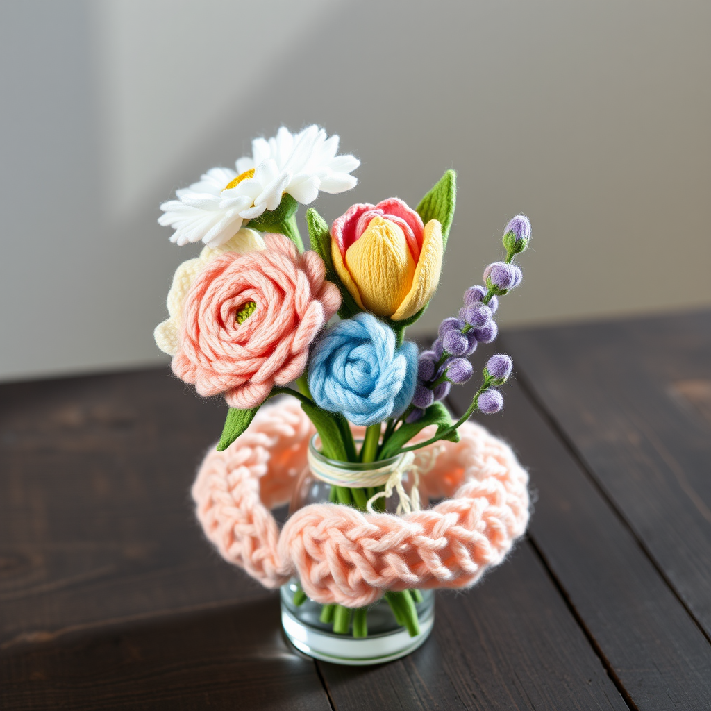 Enchanted Blossom Bouquet Free Pattern – Knit a Whimsical Wildflower Posy