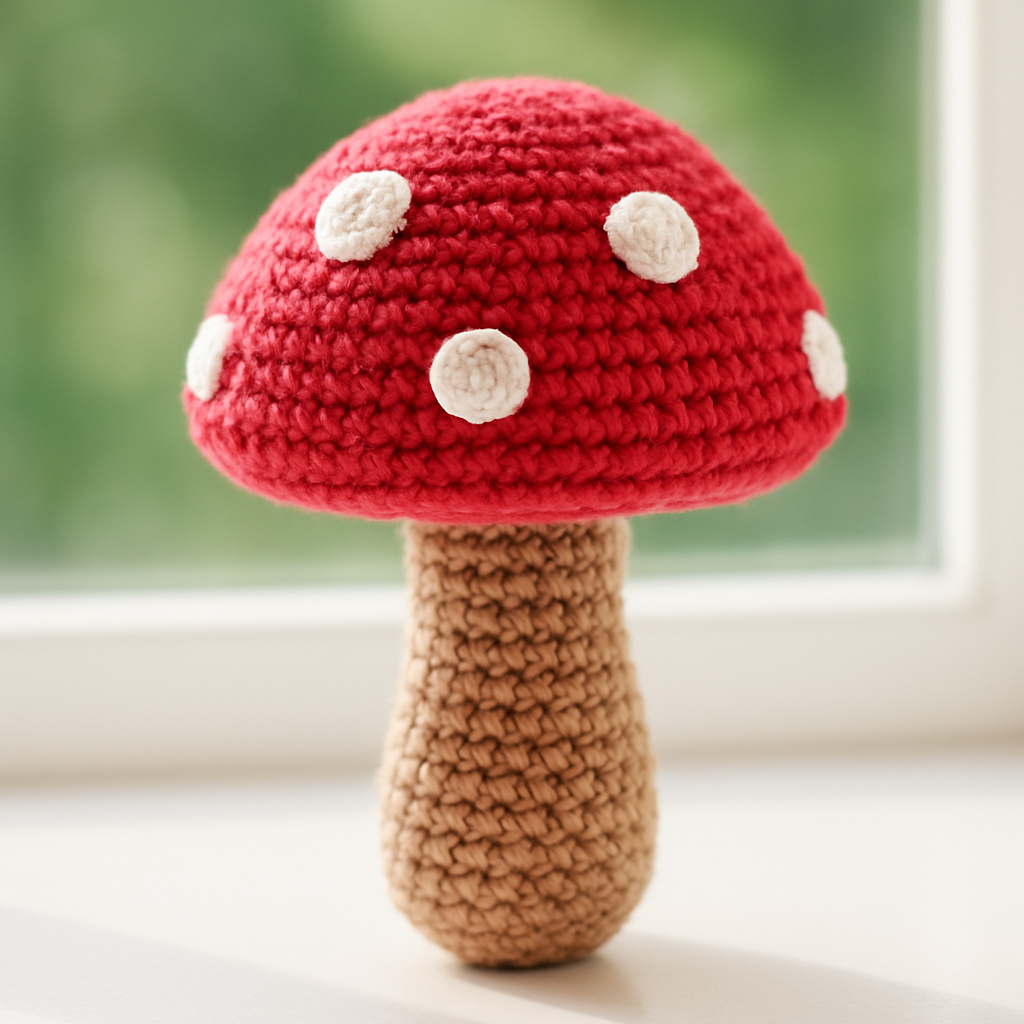 Whimsical Forest Mushroom Baby Rattle Free Pattern