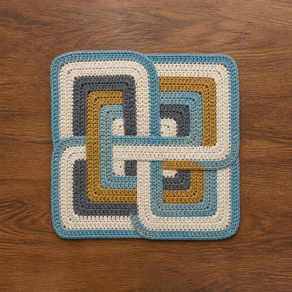 Crochet Interlocking Geometric Quilt Square Free Pattern