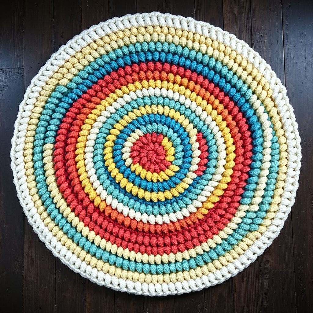 Whirling Carousel Crochet Rug Free Pattern – A Spinning Top Circle Rug