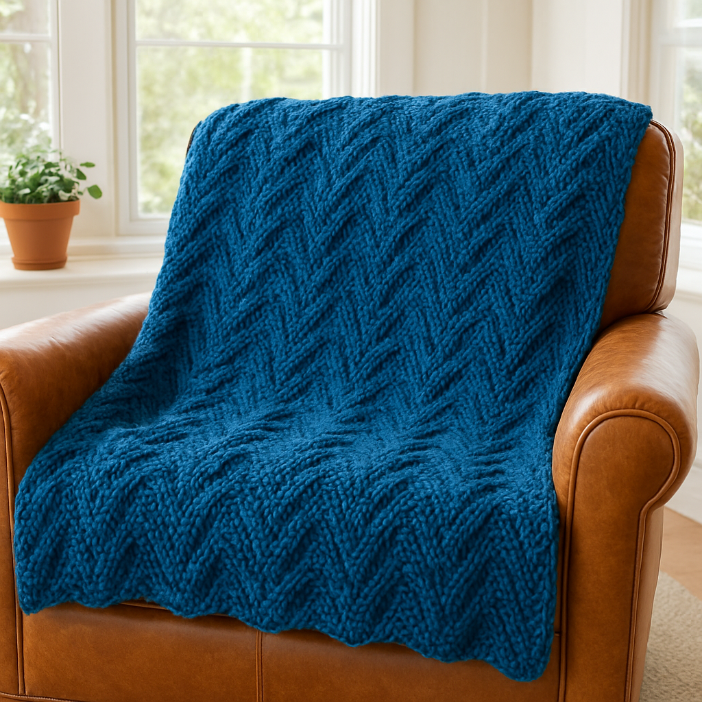 The Textured Waves Chunky Blanket Free Pattern