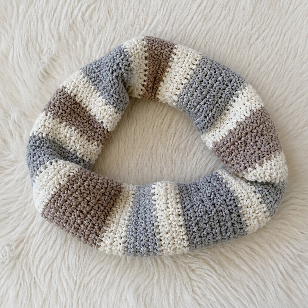 Crochet Elegant Striped Infinity Cowl Free Pattern