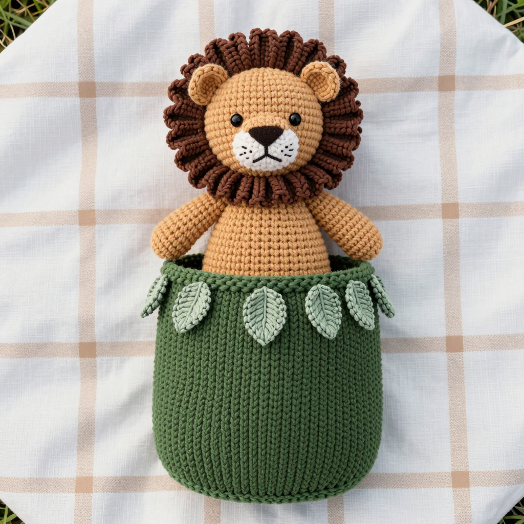 Moss & Lichen Lion Cub Snuggle Sack Knitting Free Pattern