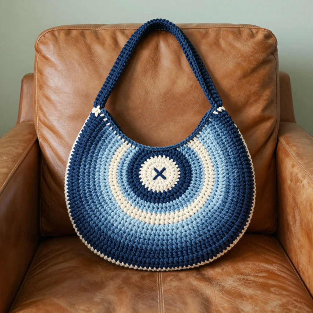 Bleached Denim Ombré Circle Bag Free Crochet Pattern