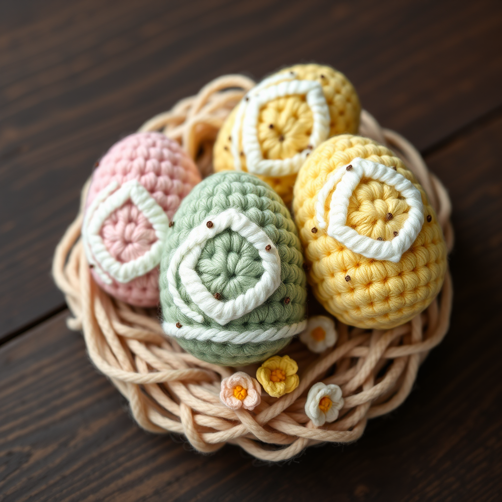 Meadow Mosaic Easter Eggs Free Pattern – Crochet a Speckled Pastel Trio