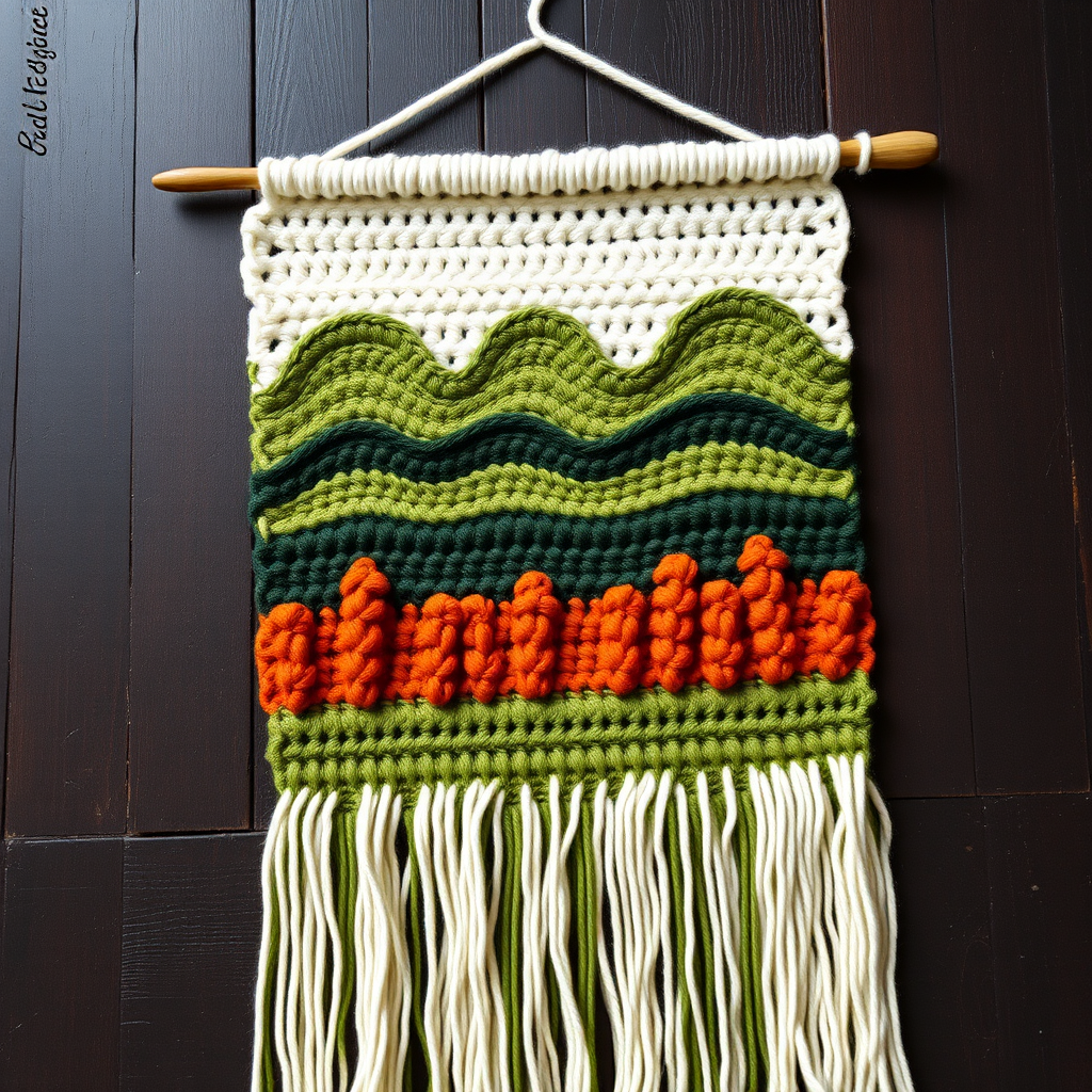 Whispering Pines Forest Wall Hanging Free Pattern – Textured Woodland Tapestry Crochet
