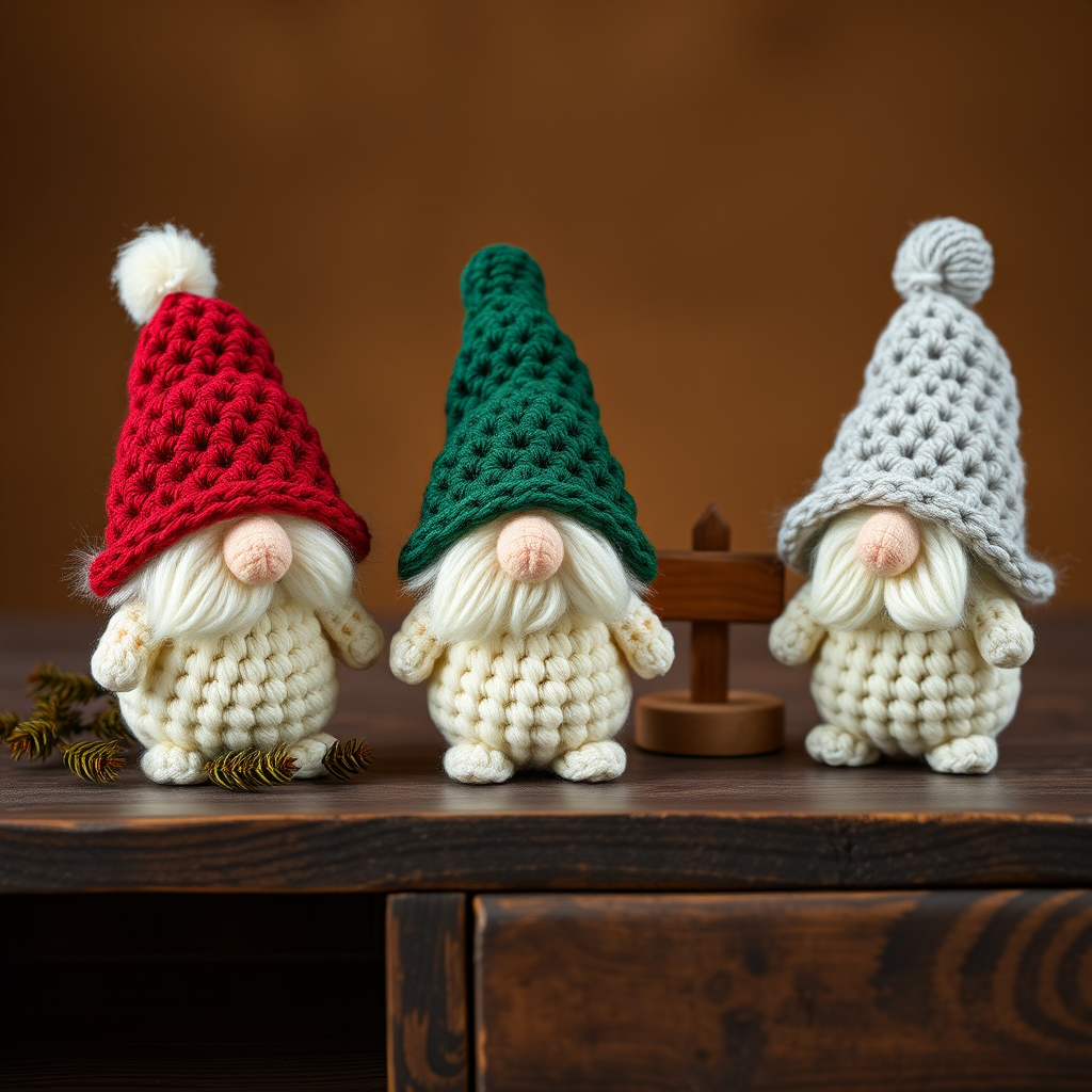 The Sugarplum Gnome Trio Free Pattern – Crochet a Whimsical Holiday Shelf Family