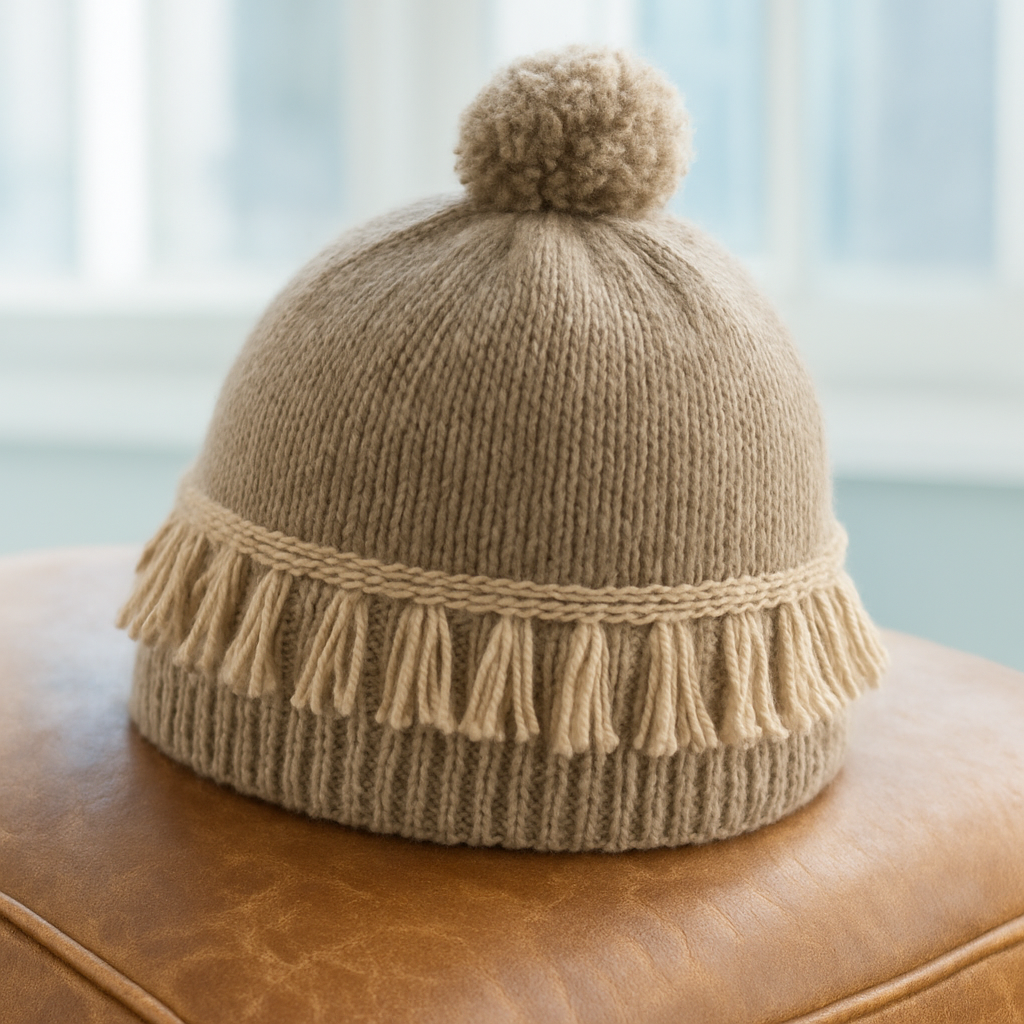 Modern Minimalist Fringe Beanie - Free Pattern