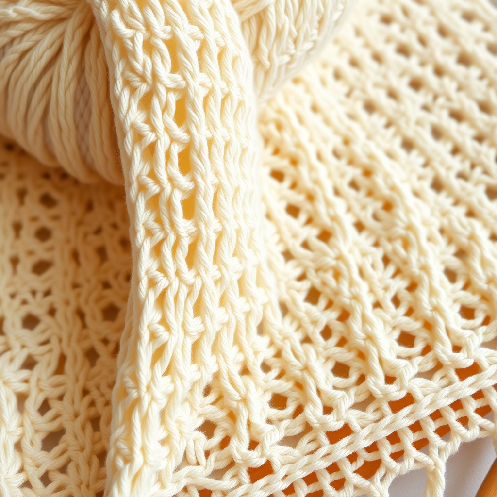 Elegant Cream Crochet Filet Blanket