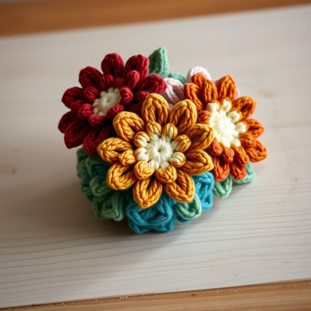 The Enchanted Meadow Blossom Trio: A Free Crochet Pattern for 3D Textured Flowers
