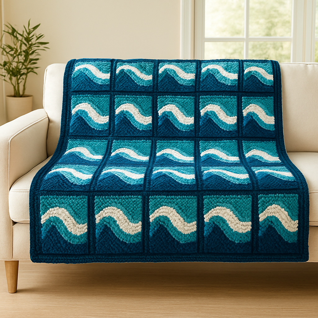 Oceanic Waves Granny Square Afghan Free Pattern